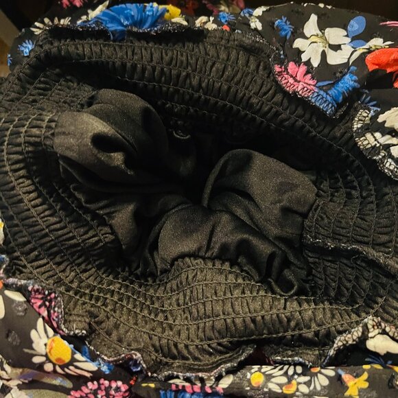 KoKo & Mason-Long Ruffled Floral Dress-Size X Small-Black/Pink Mix-Boho-Ruffles - Picture 13 of 16